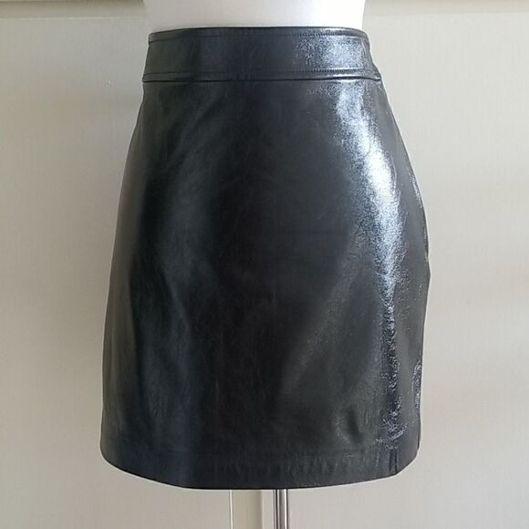 Leith Black Patent Leather Mini Skirt, NWT,  sz. L - Picture 1 of 6